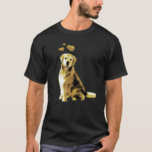 Schattige Retro Goud Retriever Hond Met Hartjes Vi T-shirt