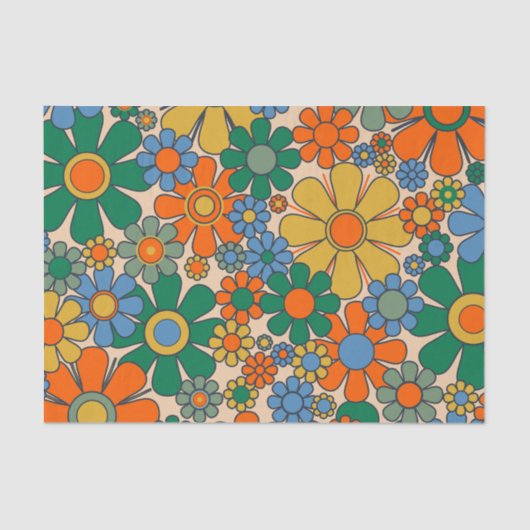 Schattige Retro grillig bloemmotief Tissuepapier (Voorkant)