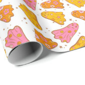 Schattige Retro Groovy Boho Halloween Ghost Roze S Cadeaupapier (Rol Hoek)