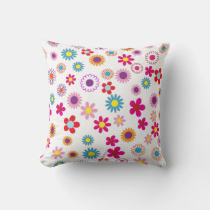 Schattige Retro Groovy Daisy Kleurrijk Bloempatroo Kussen