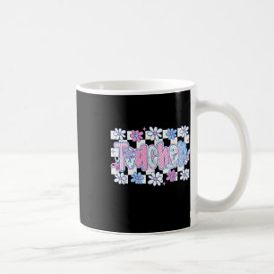 Schattige Retro Groovy Leraren Bloemen Terug naar  Koffiemok