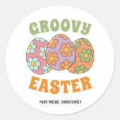 Schattige Retro Groovy Paasfeest Ronde Sticker (Voorkant)