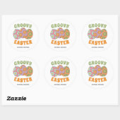 Schattige Retro Groovy Paasfeest Ronde Sticker (Vel)