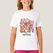 Schattige Retro Groovy Roze Potlood Boek Coquette T-shirt (Voorkant)