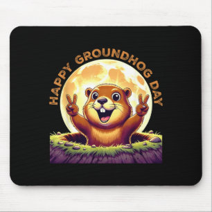 Schattige Retro Groundhog Day 2025 Grappige Dieren Muismat