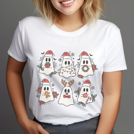 Schattige Retro Halloween en Christmas Ghosts T-sh T-shirt