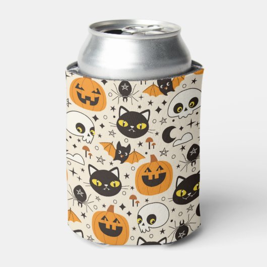 Schattige Retro Halloween patroon Blikjeskoeler (Blikje Voorkant)