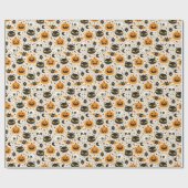 Schattige Retro Halloween patroon Cadeaupapier (Vlak)