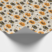 Schattige Retro Halloween patroon Cadeaupapier (Hoek)