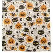 Schattige Retro Halloween patroon Douchegordijn (Voorkant)