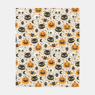 Schattige Retro Halloween patroon Fleece Deken