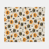 Schattige Retro Halloween patroon Fleece Deken (Voorkant (Horizontaal))