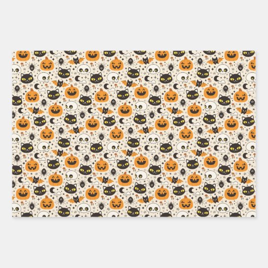 Schattige Retro Halloween patroon Inpakpapier Vel (Voorkant 3)