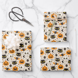 Schattige Retro Halloween patroon Inpakpapier Vel
