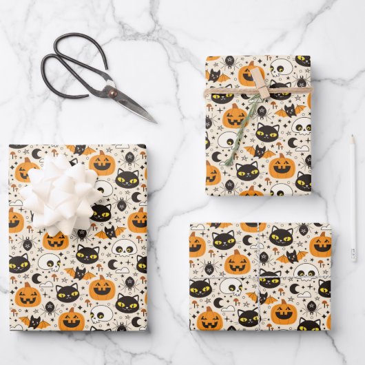 Schattige Retro Halloween patroon Inpakpapier Vel (Voorkant)