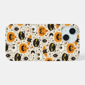 Schattige Retro Halloween patroon iPhone 15 Case (Achterkant horizontaal)
