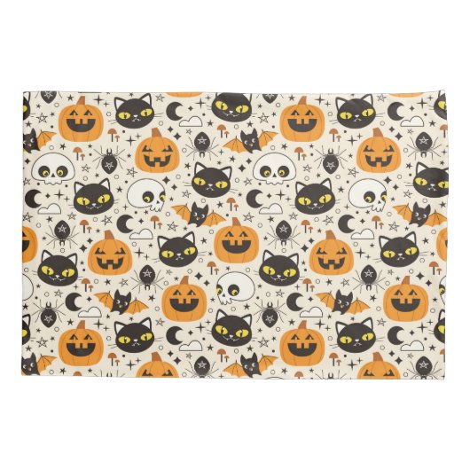 Schattige Retro Halloween patroon Kussensloop (Achterkant)