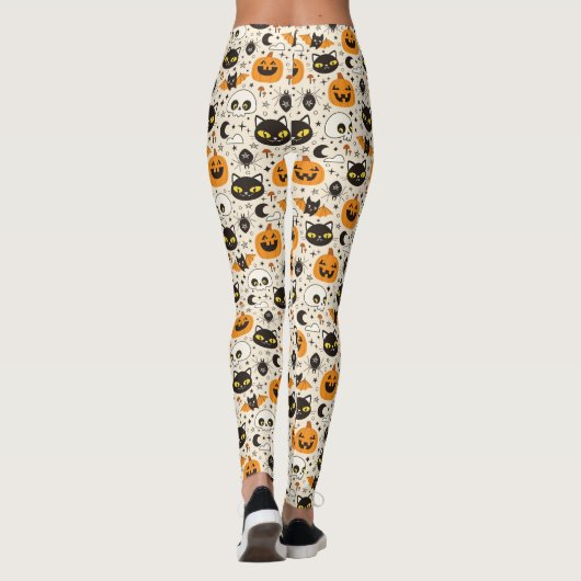 Schattige Retro Halloween patroon Leggings (Achterkant)