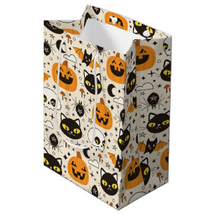 Schattige Retro Halloween patroon Medium Cadeauzakje