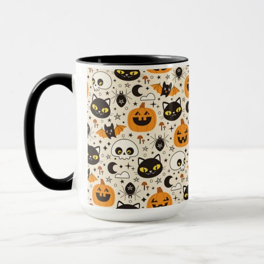 Schattige Retro Halloween patroon Mok (Links)