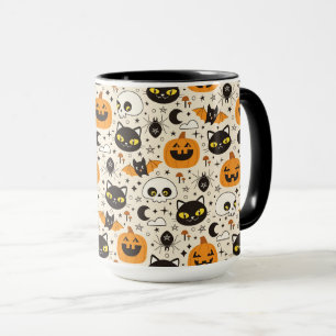 Schattige Retro Halloween patroon Mok