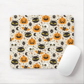 Schattige Retro Halloween patroon Muismat (Met muis)