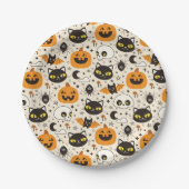 Schattige Retro Halloween patroon Papieren Bordje (Voorkant)