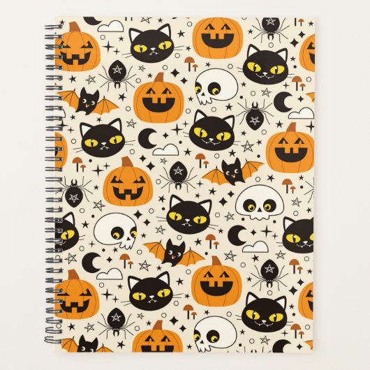 Schattige Retro Halloween patroon Planner (Voorkant)