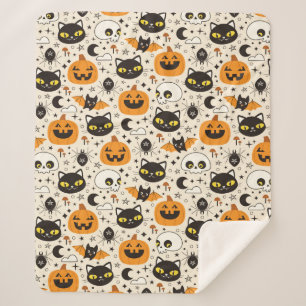 Schattige Retro Halloween patroon Sherpa Deken