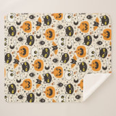 Schattige Retro Halloween patroon Sherpa Deken (Voorkant (horizontaal))
