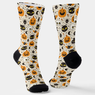Schattige Retro Halloween patroon Sokken