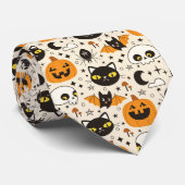 Schattige Retro Halloween patroon Stropdas (Opgerold)