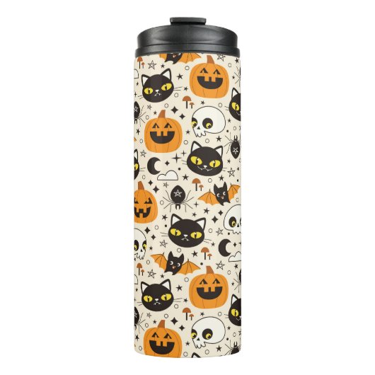 Schattige Retro Halloween patroon Thermosbeker (Voorkant)