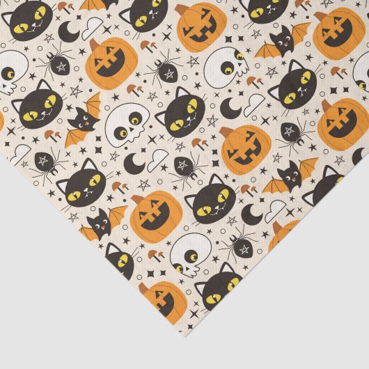 Schattige Retro Halloween patroon Tissuepapier (Detail)