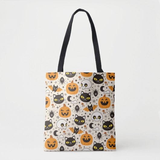 Schattige Retro Halloween patroon Tote Bag (Voorkant)