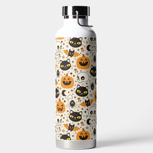 Schattige Retro Halloween patroon Waterfles (Links)