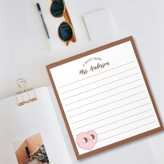 Schattige retro hart terug naar school bruin notitieblok