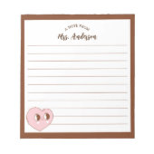 Schattige retro hart terug naar school bruin notitieblok (Voorkant)