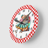 Schattige retro jukebox server ronde klok (Hoek)
