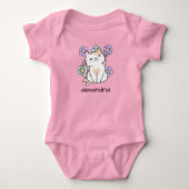 Schattige Retro Kat en Bloemen Romper (Voorkant)