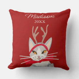 Schattige retro kat rode Kerst Kussen