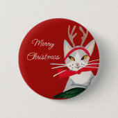 Schattige retro kat rode Kerstmis Ronde Button 5,7 Cm (Voorkant)
