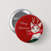 Schattige retro kat rode Kerstmis Ronde Button 5,7 Cm (Voorkant /achterkant)