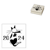 Schattige retro kattenliefhebber Kerst  Rubberstempel (Gestempeld)