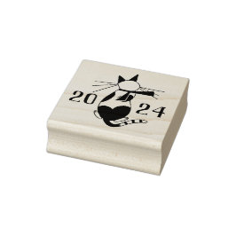 Schattige retro kattenliefhebber Kerst Rubberstempel