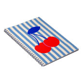 Schattige Retro Kersen Gestreepte Notitieboek (Rechterzijde)
