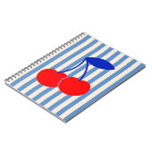 Schattige Retro Kersen Gestreepte Notitieboek (Linkerzijde)