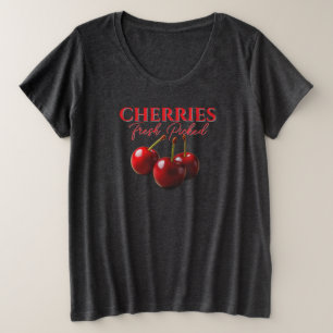 Schattige retro kersen vers geplukt grote maat t-shirt