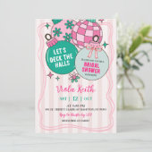 Schattige Retro Kerst Deck the Halls Bruiloftsborr Kaart (Staand voorkant)