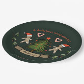 Schattige Retro kerstdiner geïllustreerd Papieren Bordje (Gekanteld)